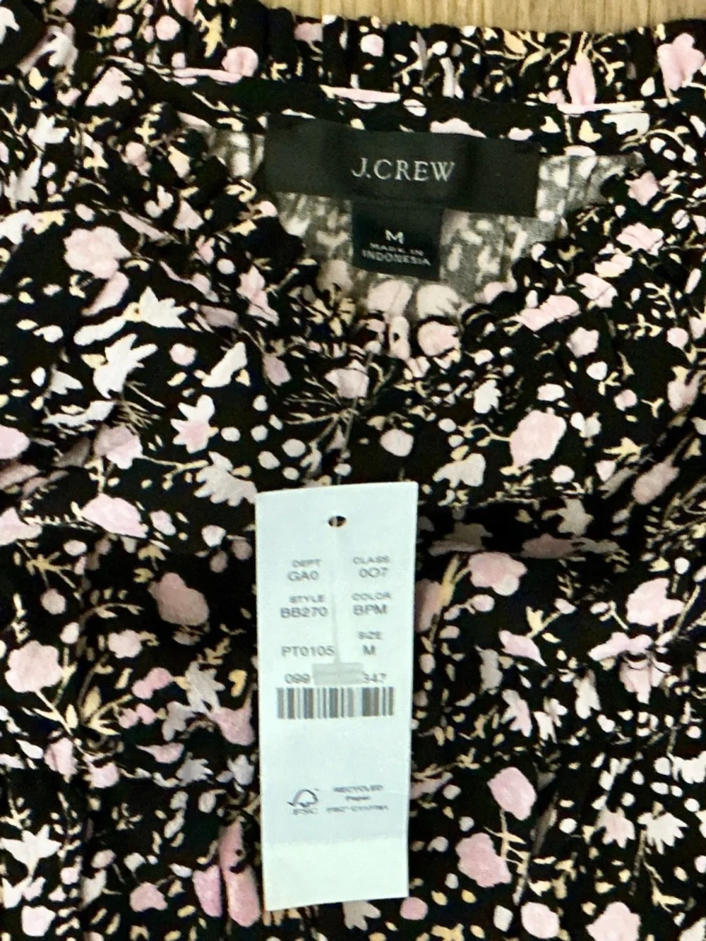 J Crew Puff sleeve Crepe top with peplum, size Medium